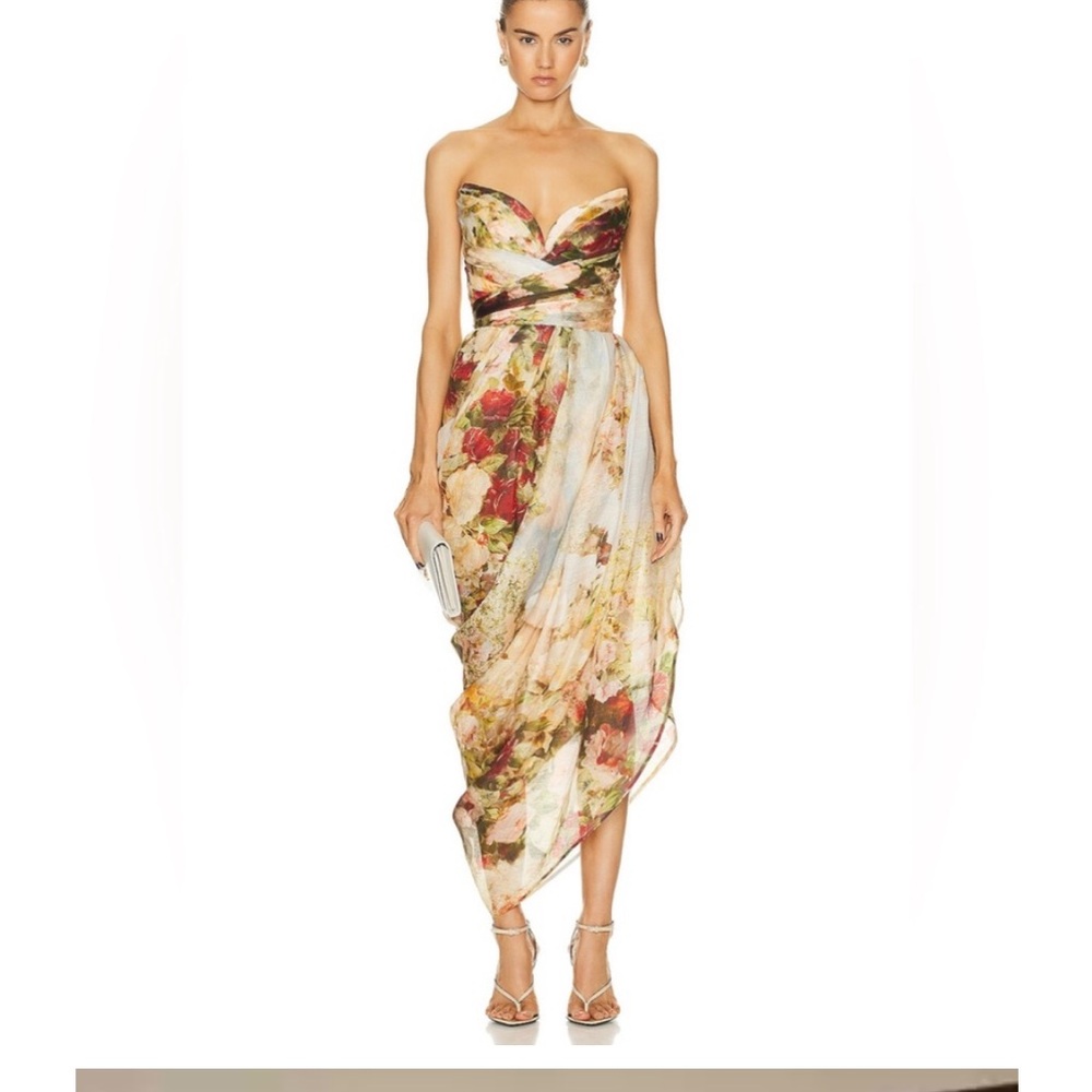 Zimmermann Asymmetrical Floral Dress - Red and Green